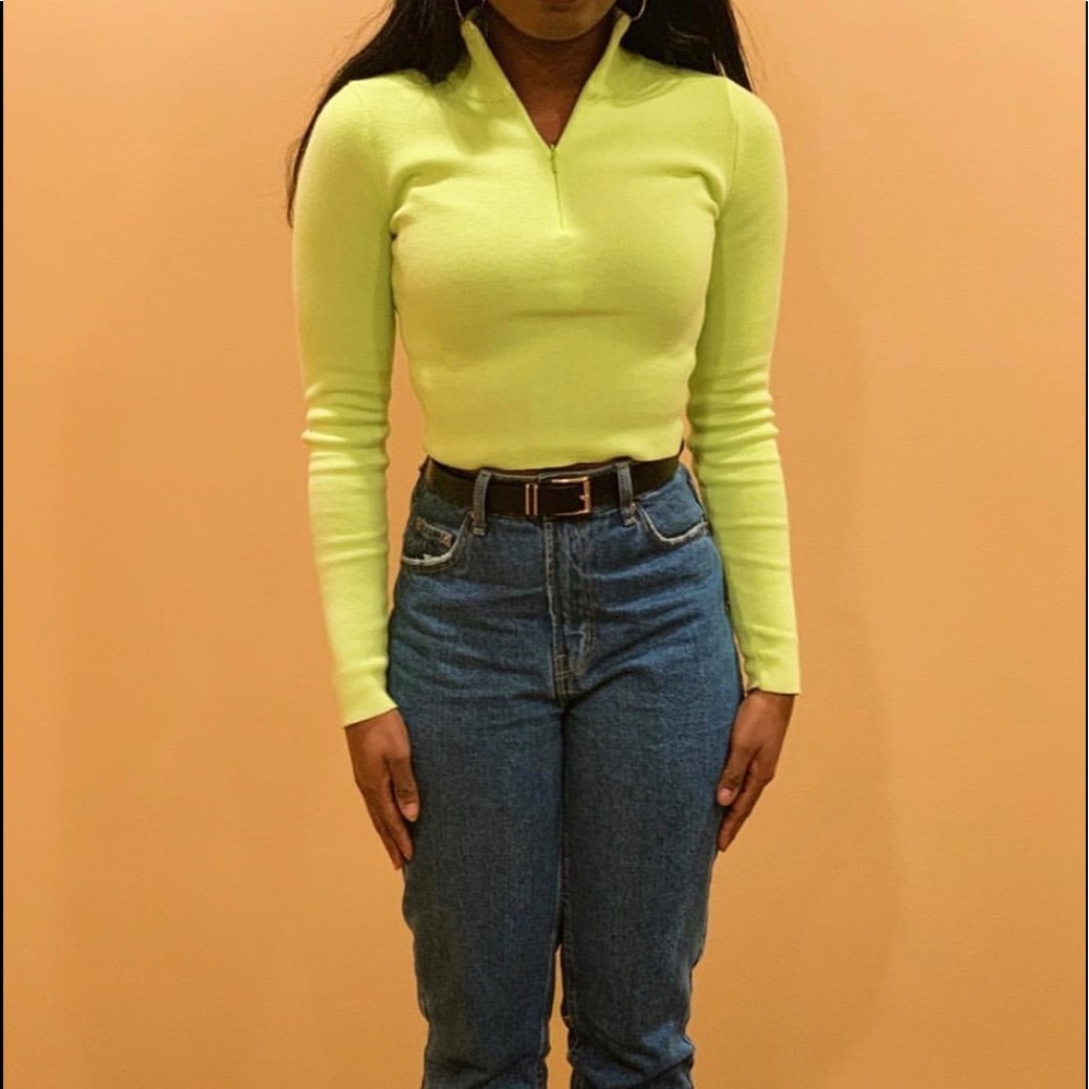 MISSGUIDED ZIP NEON GREEN TOP
